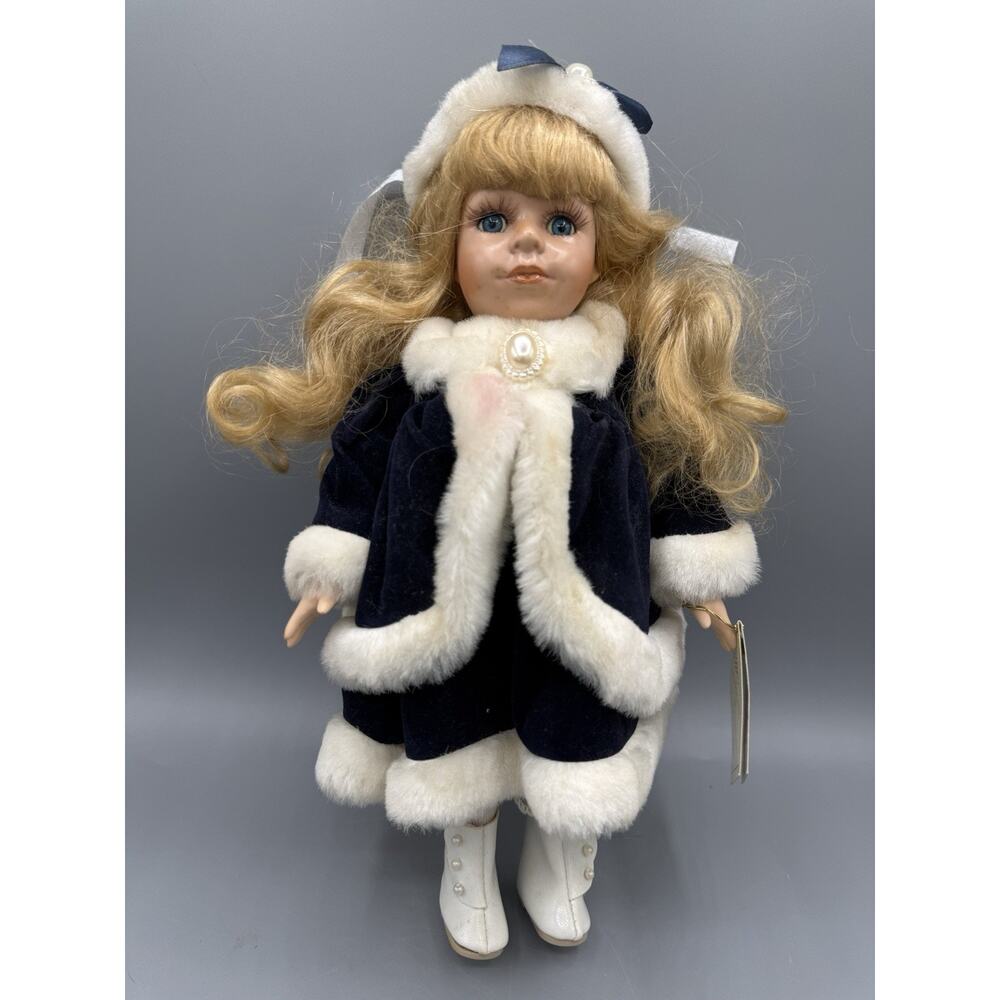 Collector’s Choice 12” Porcelain Doll Winter Velvet Coat COA